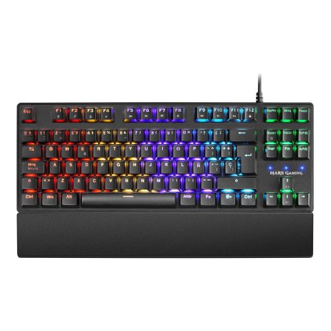 Teclado Mecanico Compacto Tkl Mars Gaming Mkxtkl Switch Azul Outemu Sq Iluminacion Rgb Reposamuñecas
