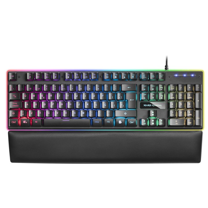 Teclado Mars Gaming Mk320 H-mechanical Red Iluminacion Rgb En Teclas Y Contorno Panel De Aluminio Re