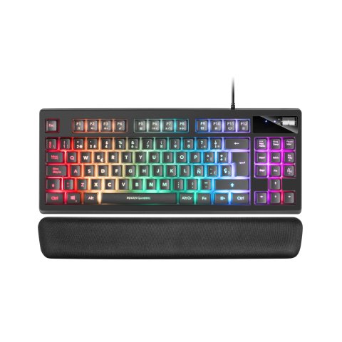 Teclado H-mecanico Compacto Tkl Mars Gaming Mkaxes Color Negro Boton Roller Tecnologia H-mech Reposa