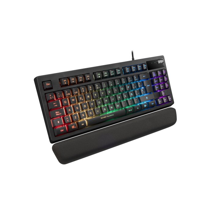 Teclado H-mecanico Compacto Tkl Mars Gaming Mkaxes Color Negro Boton Roller Tecnologia H-mech Reposa