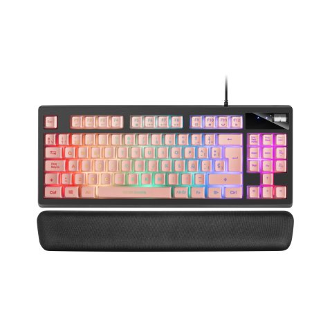 Teclado H-mecanico Compacto Tkl Mars Gaming Mkaxes Botones Color Pink Estructura Black Boton Roller 