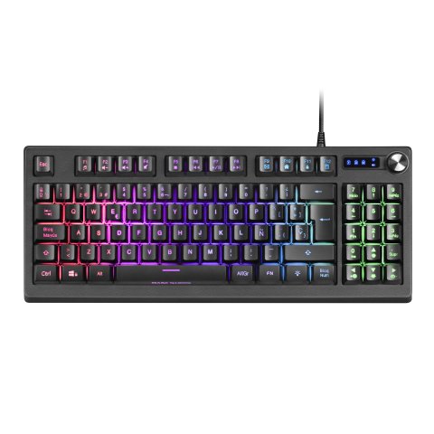 Teclado H-mecanico Compacto Tkl Mars Gaming Mkrevo Color Negro Con Pad Numerico Y Rueda scroll Multi