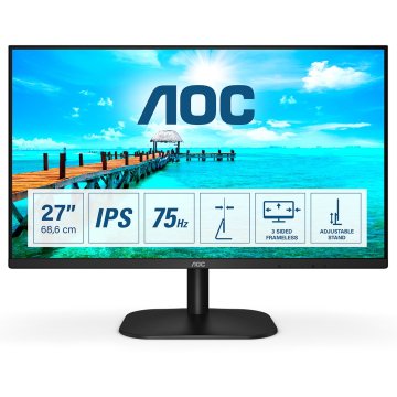 Monitor 27" Hdmi Vga Aoc 27b2da Fhd 1920x1080 75hz 4ms Panel-ips Altavoces Vesa 100x100