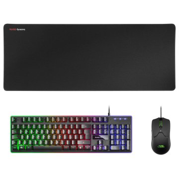 Pack Teclado Mouse Y Alfombrilla Mars Gaming Mcpx Black Telcado Hibrido H-mech Mouse Ultra Ligero 10