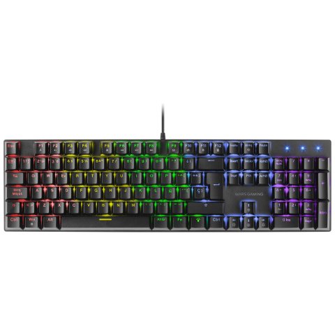 Teclado Mecanico Mars Gaming Mk422 Black Switch Azul Pr De 100hz Anti-ghosting Avanzado Iluminacion 