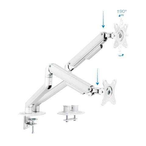 Soporte De Mesa Tooq Db4132tnr-w Para 2 Pantallas 17-32" Max 9kg brazo Vesa Max. 100x100 Blanco