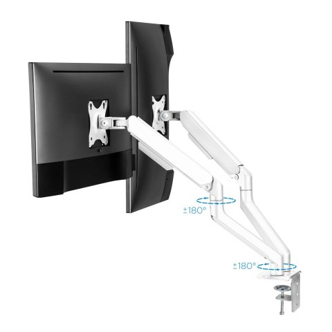 Soporte De Mesa Tooq Db4132tnr-w Para 2 Pantallas 17-32" Max 9kg brazo Vesa Max. 100x100 Blanco