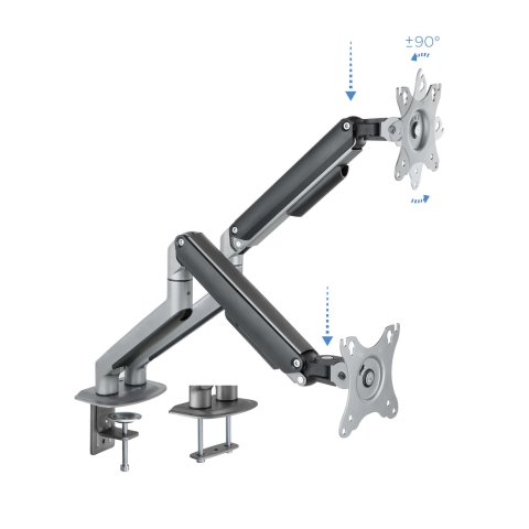 Soporte De Mesa Tooq Db4132tnr-g Para 2 Pantallas 17-32" Max 9kg brazo Vesa Max. 100x100 Gris negro