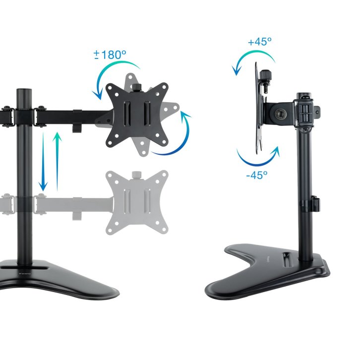Soporte De Mesa Con Base Tooq Db1702tn-b Para 1 Pantalla 17"-32" Gira Incli 2 Brazos Negro