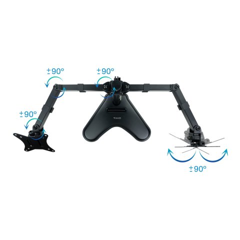 Soporte De Mesa Con Base Tooq Db1702tn-b Para 1 Pantalla 17"-32" Gira Incli 2 Brazos Negro