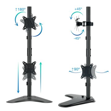 Soporte De Mesa Con Base Tooq Db1703tnv-b Para 1 Pantalla 17"-32" Gira Incli 2 Anclajes En Vertical  2