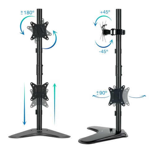 Soporte De Mesa Con Base Tooq Db1703tnv-b Para 1 Pantalla 17"-32" Gira Incli 2 Anclajes En Vertical 