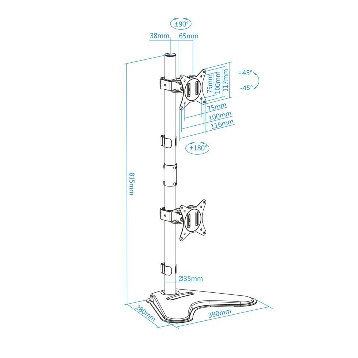 Soporte De Mesa Con Base Tooq Db1703tnv-b Para 1 Pantalla 17"-32" Gira Incli 2 Anclajes En Vertical 