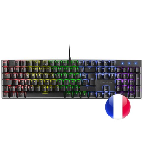 Teclado Mecanico En Frances Mars Gaming Mk422 Black Switch Azul Pr De 100hz Anti-ghosting Avanzado I