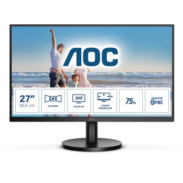 Monitor 27" Hdmi Displayport Aoc Q27b3ma Negro 2560 X 1440 Va 75hz Altavoces 2x2w Vesa 100x100