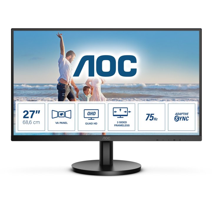Monitor 27" Hdmi Displayport Aoc Q27b3ma Negro 2560 X 1440 Va 75hz Altavoces 2x2w Vesa 100x100