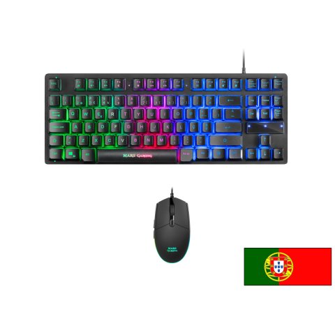Pack Teclado Y Mouse Mars Gaming Mcptkl Teclado En Portugues De Formato Reducido Tkl Rgb Brathing & 