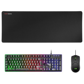 Pack Teclado Mouse Y Alfombrilla Mars Gaming Mcpx Black Telcado En Frances Hibrido H-mech Mouse Ultr