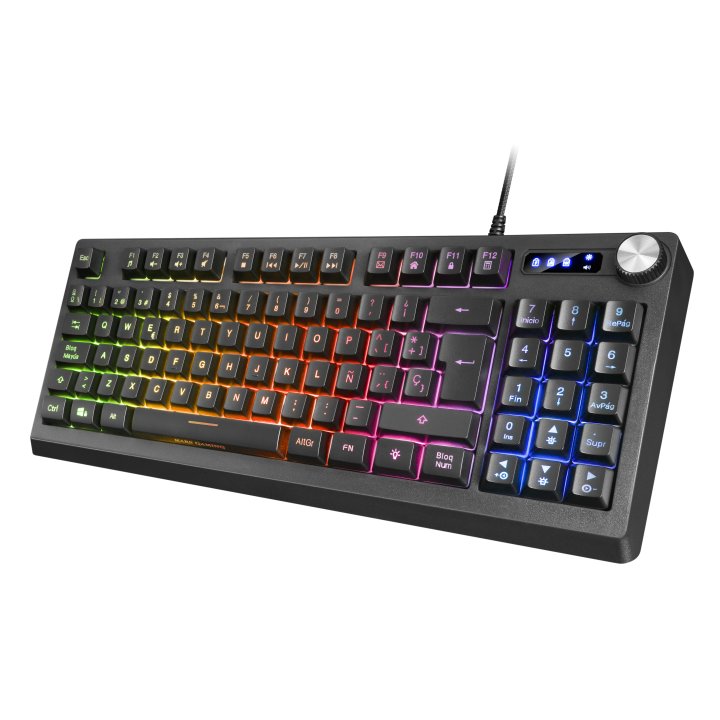 Teclado H-mecanico Compacto Tkl Mars Gaming Mkrevo En Portugues Color Negro Con Pad Numerico Y Rueda