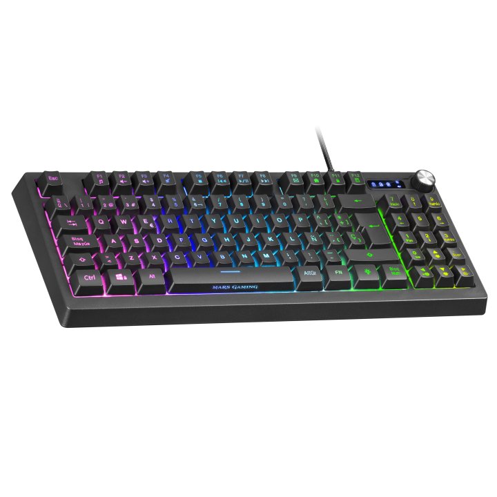 Teclado H-mecanico Compacto Tkl Mars Gaming Mkrevo En Portugues Color Negro Con Pad Numerico Y Rueda