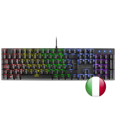 Teclado Mecanico Mars Gaming Mk422 En Italiano Black Switch Marron Pr De 100hz Anti-ghosting Avanzad