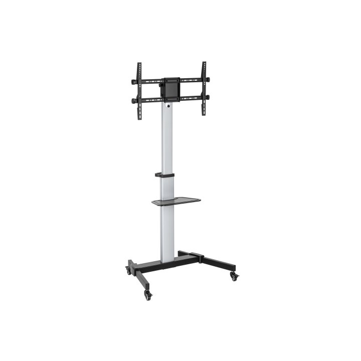 Soporte De Suelo Con Ruedas Equip Para Pantallas De 37-86" Color Plata Con Estante Max. Vesa 600x400