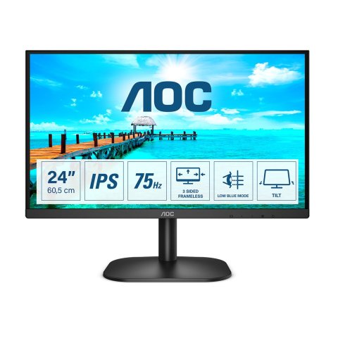Monitor 24" Hdmi Vga Aoc 1920x1080 75hz Panel-ips 4ms Flicker-free 178 178 º 1000 1 250cd Negro