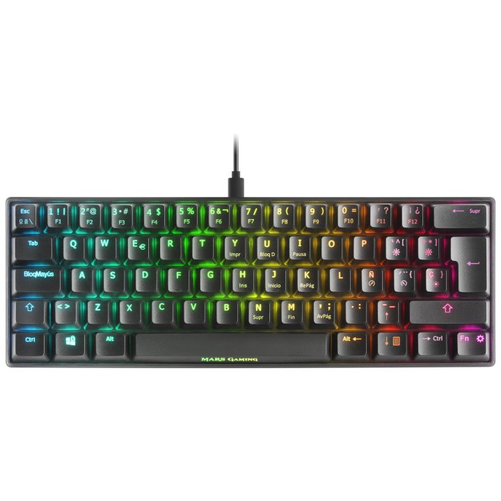 Teclado Mecanico Ultra Compacto Mars Gaming Mkmini Black Full Rgb Chroma Switch Outemu Pro Blue
