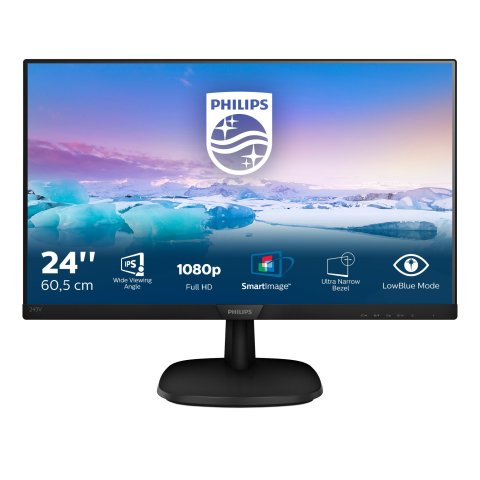 Monitor 24" Hdmi Vga Dvi Philips 243v7qdsb Fhd 75hz 5ms Panel-ips 250cd m2 10m 1 Negro 3años Garanti