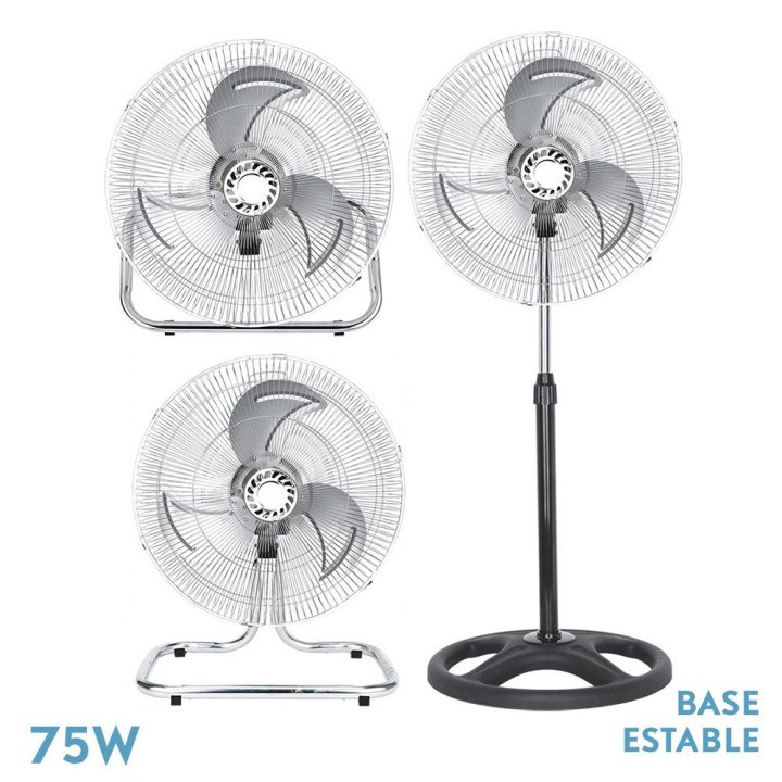 Ventilador 3 En 1 Recio Negro 50  3 Vel. 70w 3 Aspas Aluminio En Plata Oscilante
