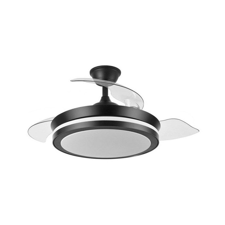 Ventilador Dc Esparta 72w 6120lm Negro 3 Aspas 3 Colores Control Remoto Temporizador Memoria