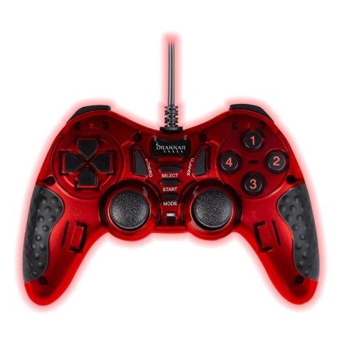 Gamepad Konix Pc Drakkar Blood Axe Evo Cable Usb 1.8m Color Rojo Y Negro