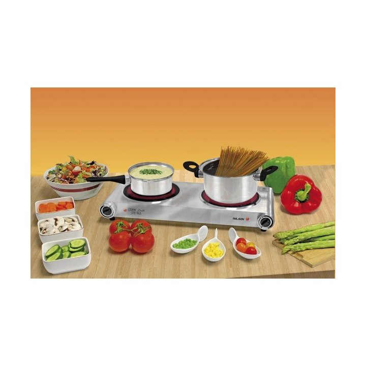 Placa Vitroceramica Palson Double Steel 30993 2500w 2 Fogones De 18cm De Diametro