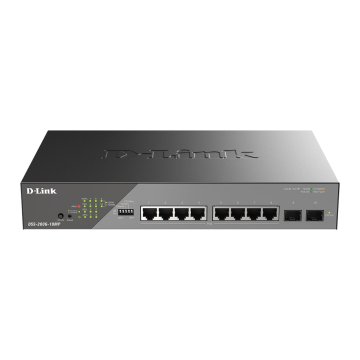 Switch Gestionable D-link Dss-200g-10mp e Poe+ Poe++ 90w 8x10 100 1000 Mbps + 2g Sfp (onvif - Vlan - Erps - Port Trunking )