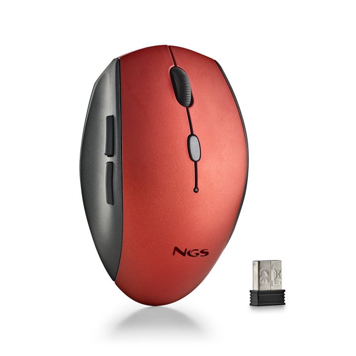 Ratón Inalámbrico Ergonomico Ngs Bee Red Con Teclas Silenciosas