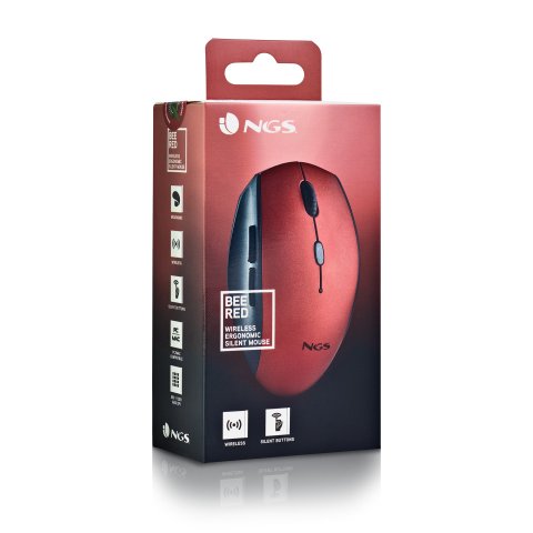 Ratón Inalámbrico Ergonomico Ngs Bee Red Con Teclas Silenciosas
