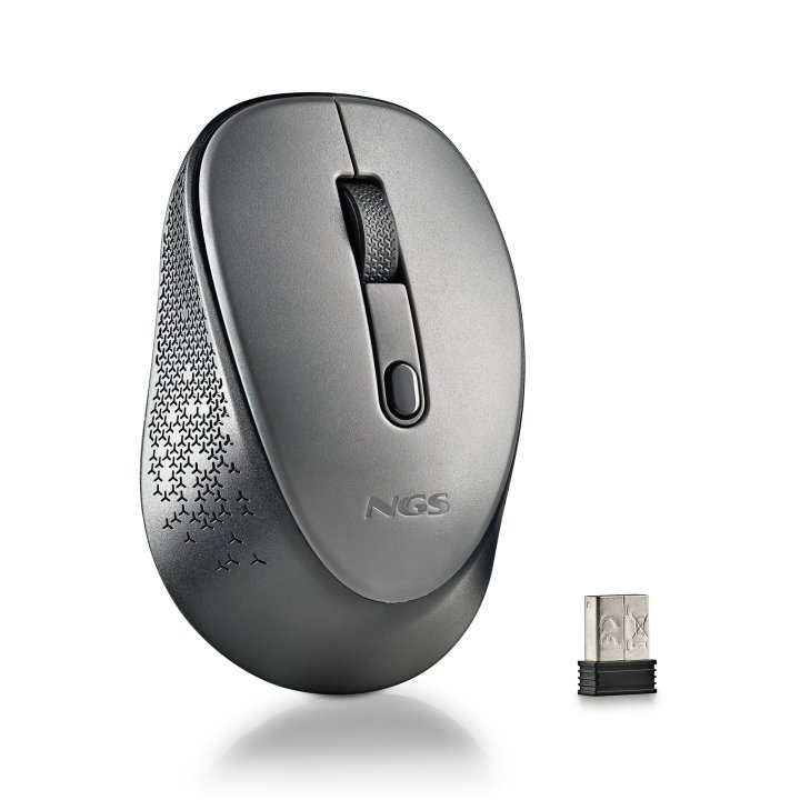 Mouse Ngs Dew Gray Optico Inalambrico De 2,4ghz Con Nano Receptor