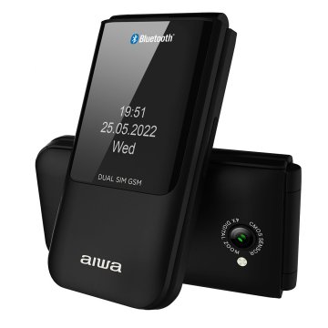 Movil Senior Fp-24bk Black Aiwa Diseño Flip Dualsim Botones Grandes Pantalla 2.4" Bluetooth Puerto Micro-usb