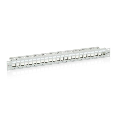 Patch Panel 24 Puertos Cat.6 Apantallado Vacio Color Gris