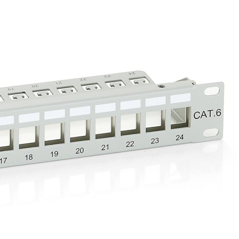 Patch Panel 24 Puertos Cat.6 Apantallado Vacio Color Gris