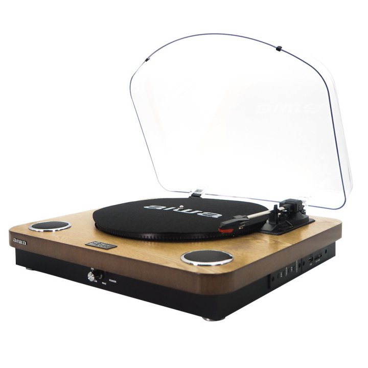 Tocadiscos Bluetooth Aiwa Gbtur-120v3 Madera Bt5.0+ Edr Plato 27.5cm Tres Velocidades 33, 45, 78 Rpmlector Grabador Usb sd Ra