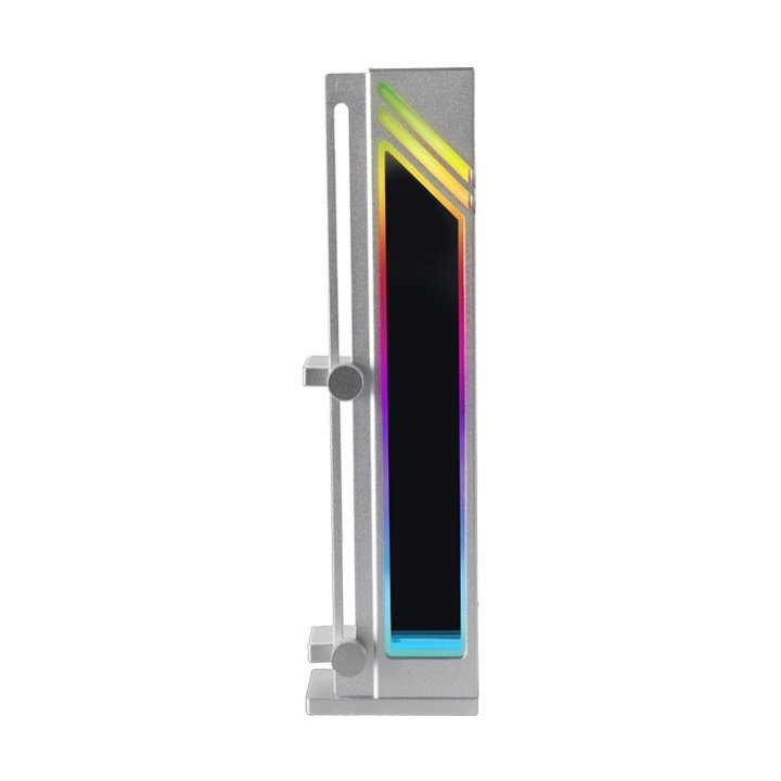 Soporte Para Vga Universal Mars Gaming Mcagcbw De Aluminio Color Gris Plateado Base Magnetica Antideslizante Iluminacion Argb