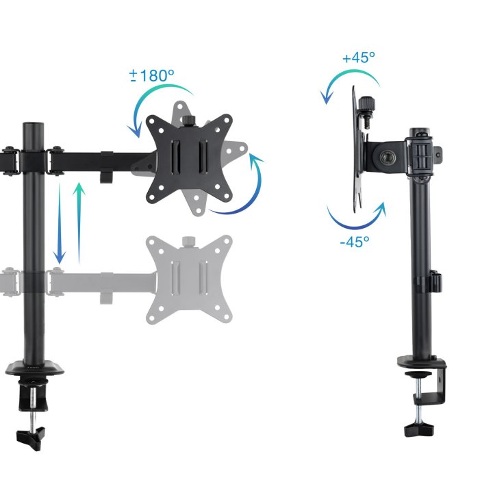 Soporte De Mesa Tooq Db1802tn-b Para 2 Pantallas 17"-32" Gira Incli 2 Brazos Articulados Negro