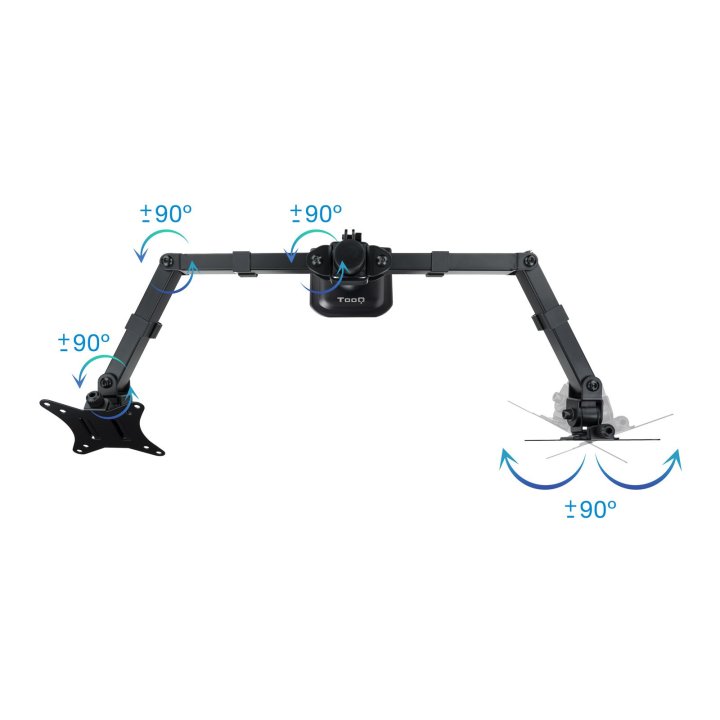 Soporte De Mesa Tooq Db1802tn-b Para 2 Pantallas 17"-32" Gira Incli 2 Brazos Articulados Negro