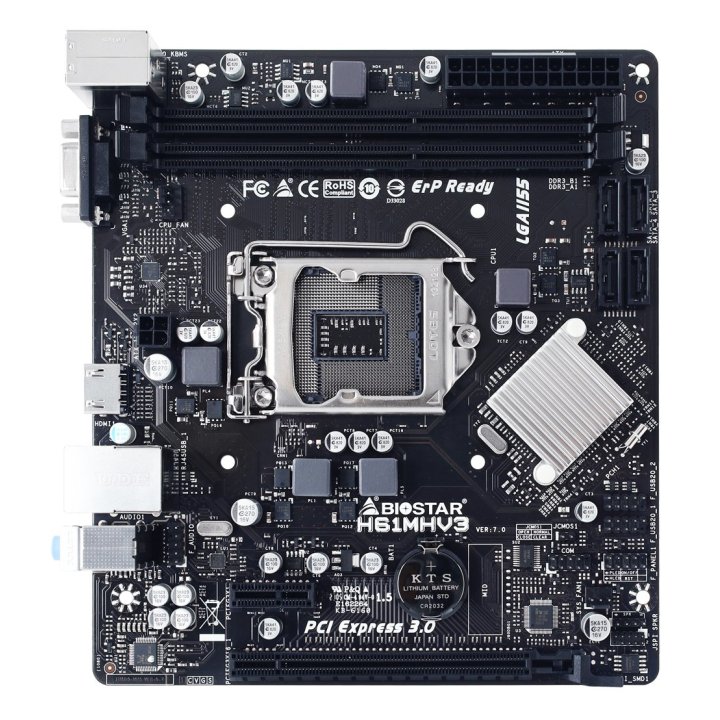Pb Biostar H61mhv3 Skt 1155 M-atx Vga   Hdmi Ddr3 1600mhz Glan Hdmi Usb2.0