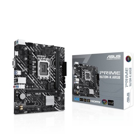 Pb Asus Prime H610m-k Argb Skt Lga 1700 M-atx Ddr5-5600mhz Hdmi Vga 1xpcie 4.0 1xpcie 3.0 M.2 Glan 2xusb3.2 Ilum. Rgb