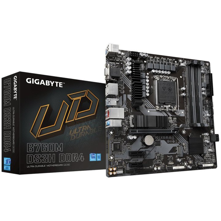 Pb Gigabyte B760m Ds3h Ddr4 M-atx 12º 13º 4xddr4 Hdmi Displayport Vga 4ddr4 3200mhz 2m.2 Raid Usb-c Usb3.2 Lan 2.5gbs