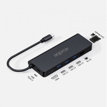 Docking Usb-c Approx Appc53 A 1xhdmi 4k 3xusb-a 3.0 1xlector Tarjetas Sd microsd 1xusb-c Pd 100w 2