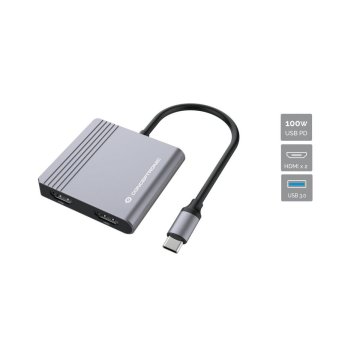 Docking Usb-c Conceptronic Donn013 A 2xhdmi 1xusb-a 3.0 1xusb-c Carga Max 100w 2