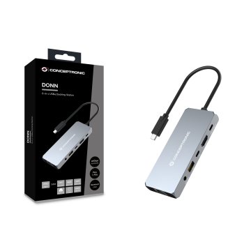 Docking Usb-c Conceptronic Donn22g 6-in-1 Usb4 Docking Station, 40gbps, 8k 60hz Hdmi, 2.5gbe Lan, Usb-a 10gbps, Usb-c 10gbps, 2